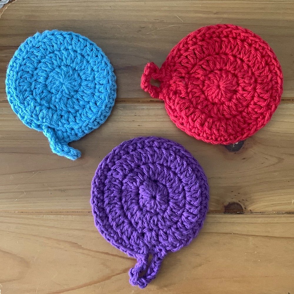 Multi-colored crochet woven coasters